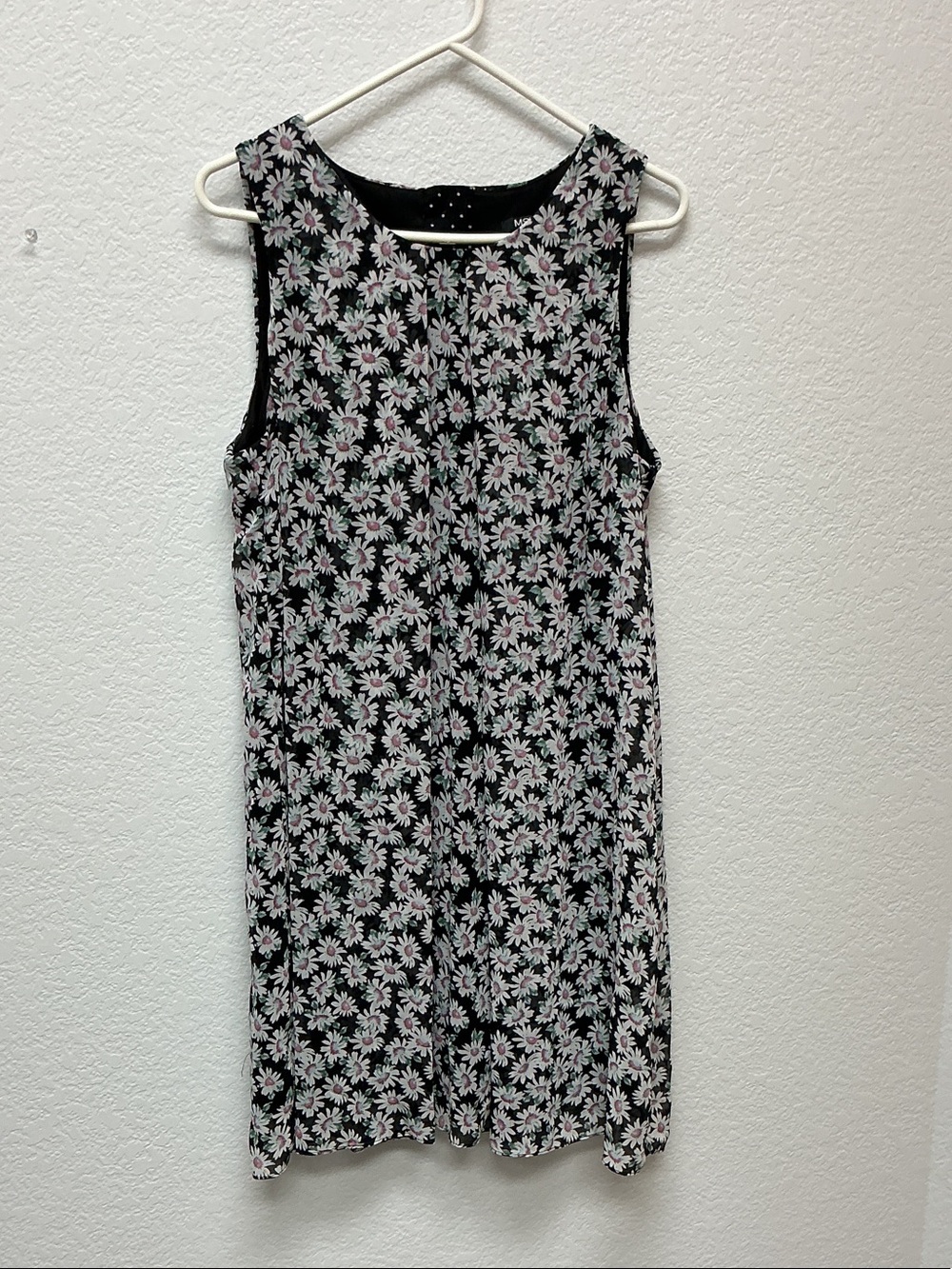 MSK Black Sleeveless Midi Dress with White & Pink Floral Print